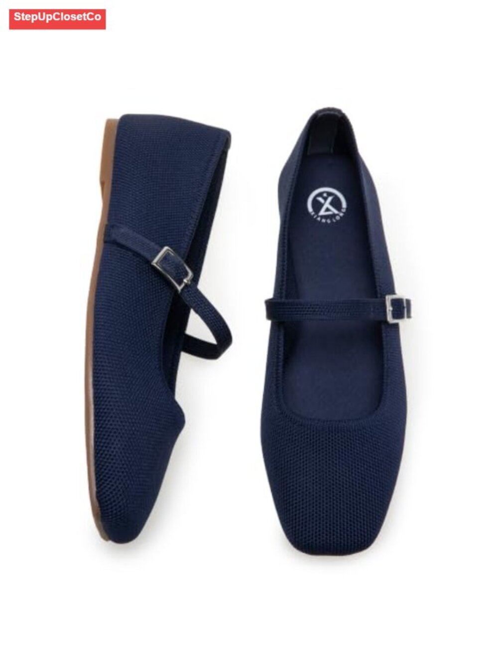 Knitted Square Toe Mary Jane Ballet Flats Slip On Shoes for Women